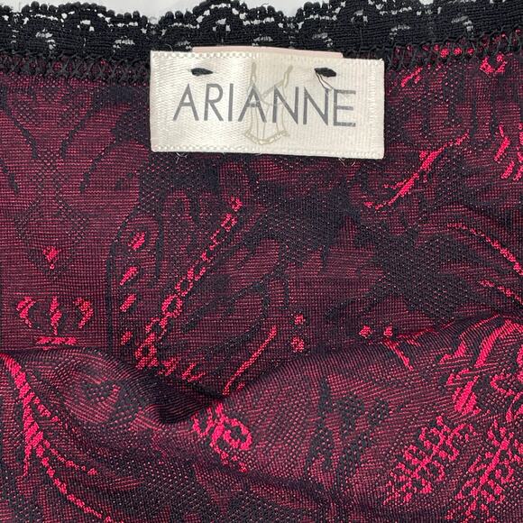 Arianne Women’s Cami Corset Tank, Deep Red/Black Jacquard, Sz XL Y2K 90s Vampire - Picture 5 of 7